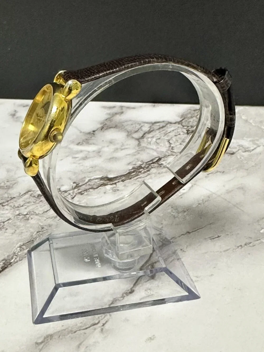 Quemex Moon Phase Womens Watch 19mm Gold Tone  Brown Band New Battery 8.5